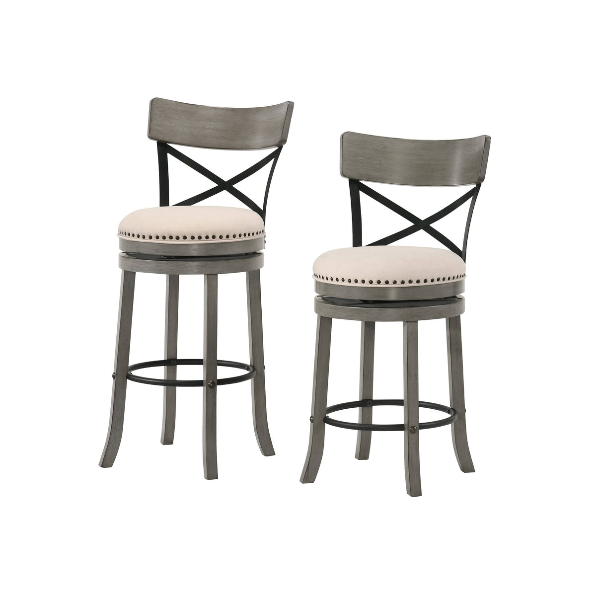 Light Grey Swivel Barstools Set of 2 M758