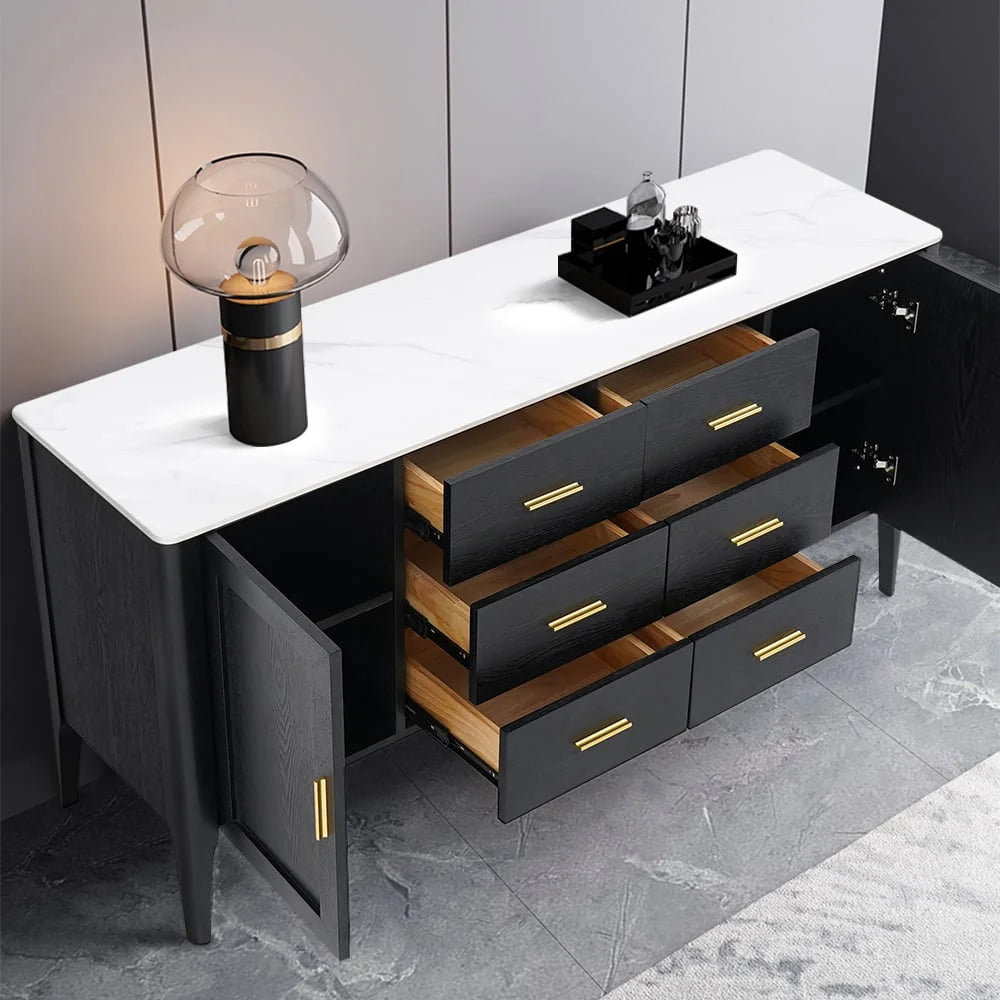 Black Sideboard Buffet with Sintered Stone Top U835