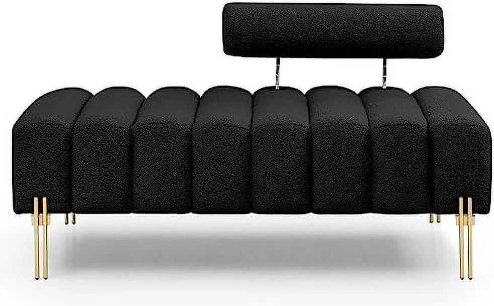 53.2" Modern Loveseat Sofa Couch Upholstered Accent Sofa with Golden Legs and Adjustable Backrest Small Teddy Fleece Couches K576