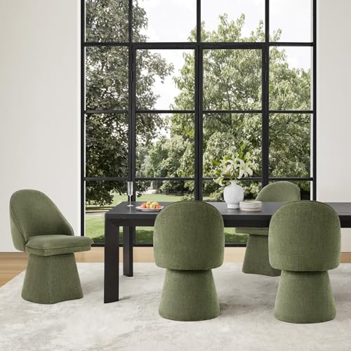 Khaki Linen Fabric Swivel Dining Chair Q858