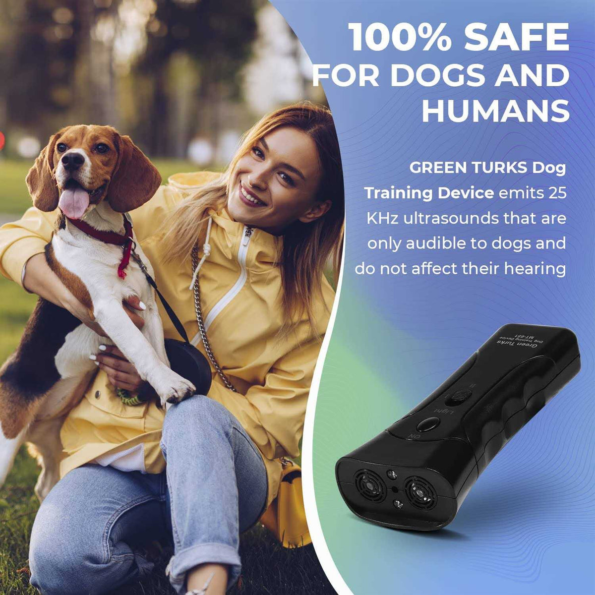 Handheld Anti Barking Dog Training Device with LED Dual Sensor V7379