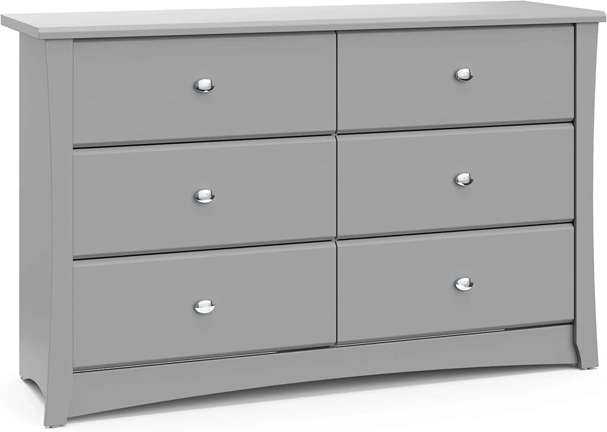 White 6 Drawer Double Dresser S809