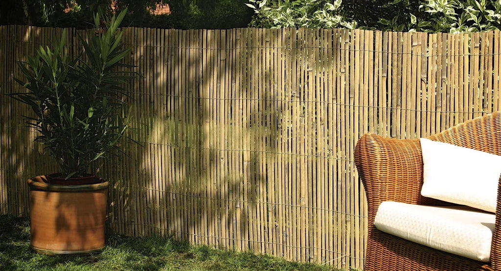 Natural Raw Split Bamboo Slat Fence 6 ft H x 6 ft L 2-Pack G9410