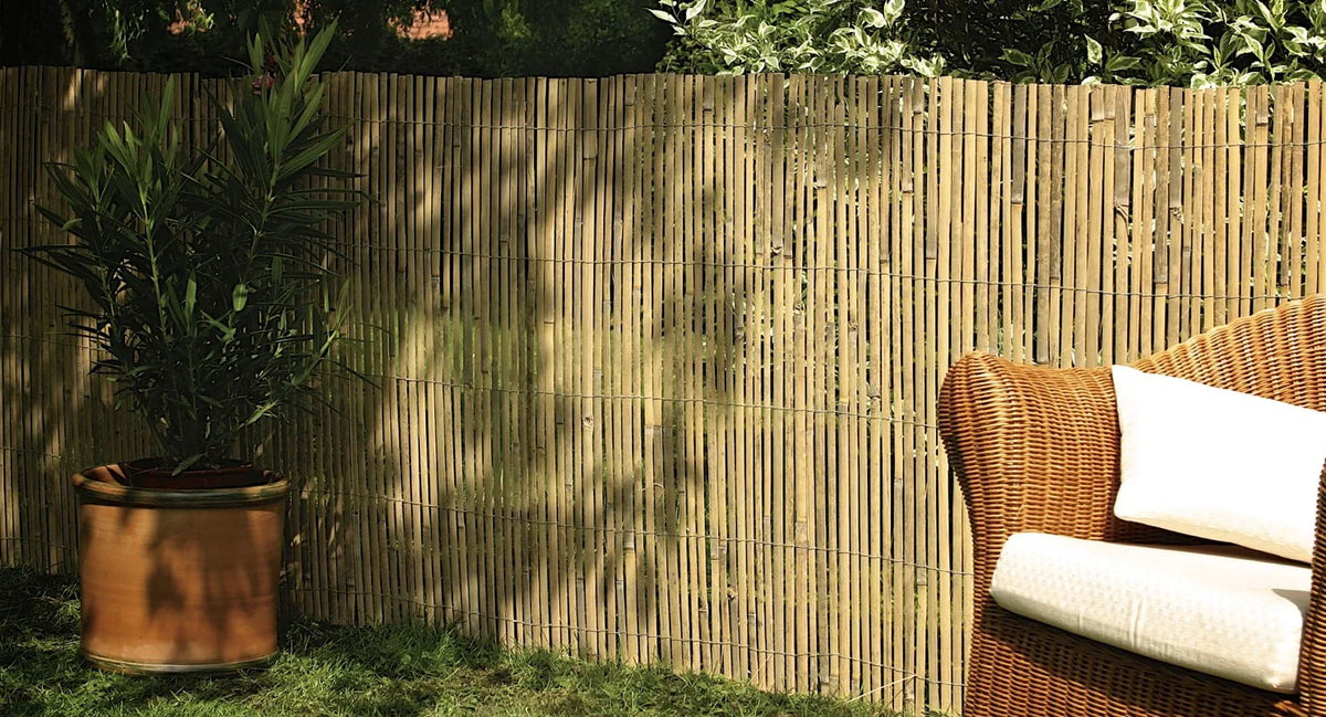 Natural Raw Split Bamboo Slat Fence 6 ft H x 6 ft L 2-Pack G9410
