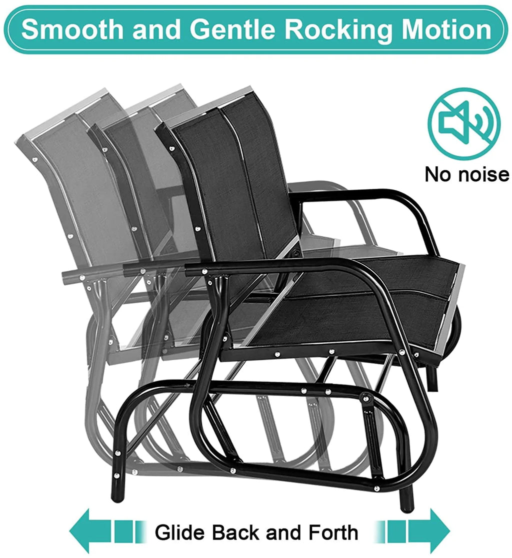 Black Steel Outdoor Glider Bench K419