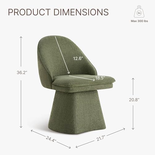 Khaki Linen Fabric Swivel Dining Chair Q858
