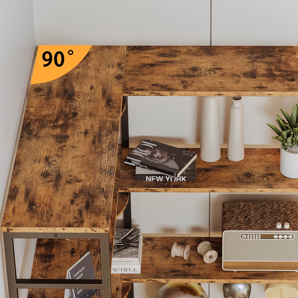 5-Tier Corner Bookcase with Metal Frame P188