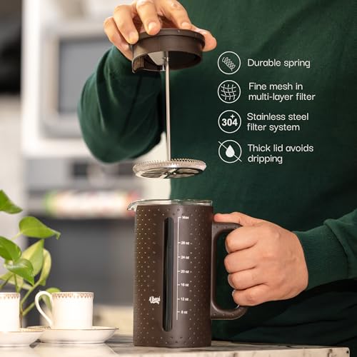 34oz French Press Coffee Maker Borosilicate Glass Carafe BPA-Free F739780