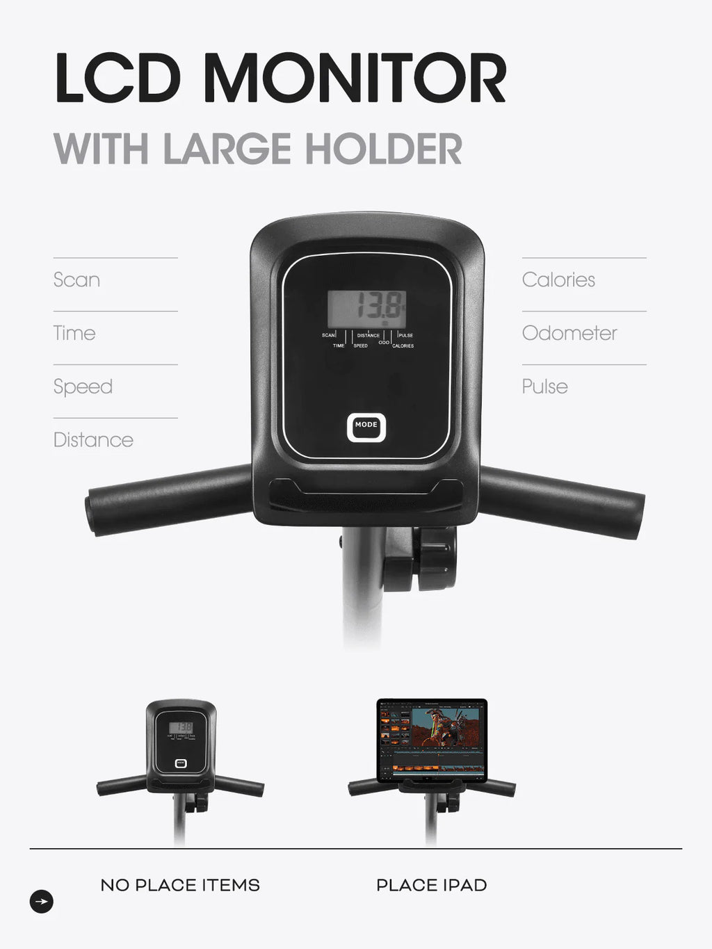 Recumbent Stationary Exercise Bike with Tablet Holder I51461