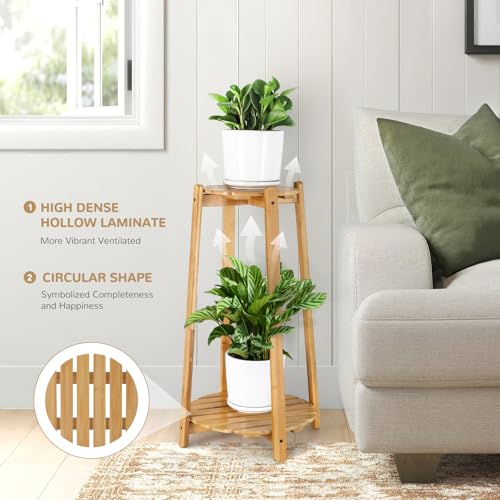 2 Tier Round Bamboo Plant Stand 12 Inch X593