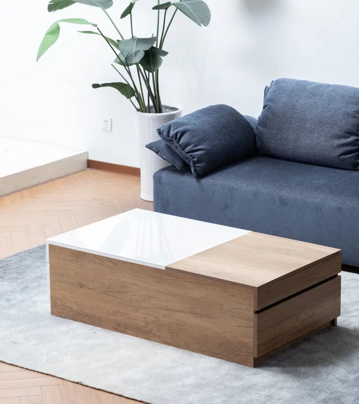 Light Brown Wood Coffee Table with 2 Drawers P701233