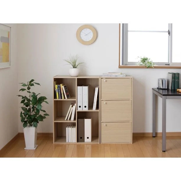 Light Brown 5-Compartment Wood Bookcase Storage Shelf X5845