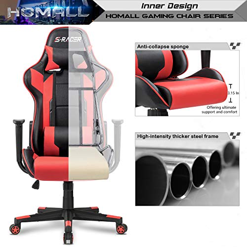 White Ergonomic Leather Gaming Chair with Headrest and Lumbar Support X229