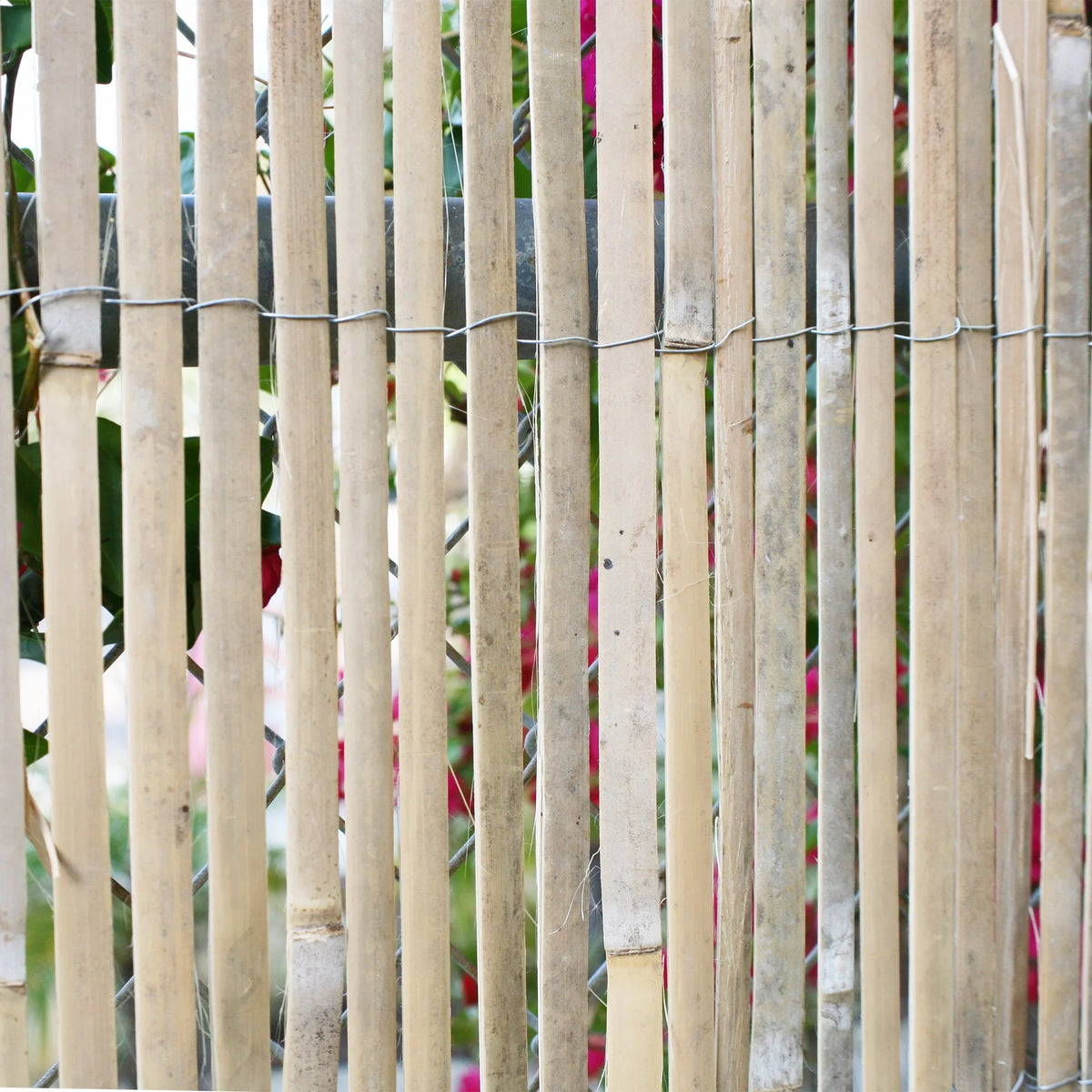 Natural Raw Split Bamboo Slat Fence 6 ft H x 6 ft L 2-Pack G9410