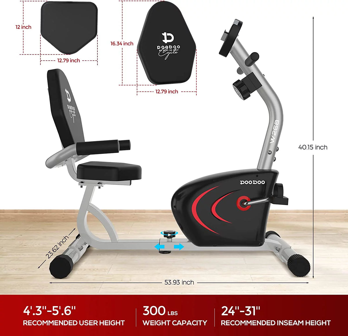 Recumbent Stationary Bike Magnetic Resistance N2078