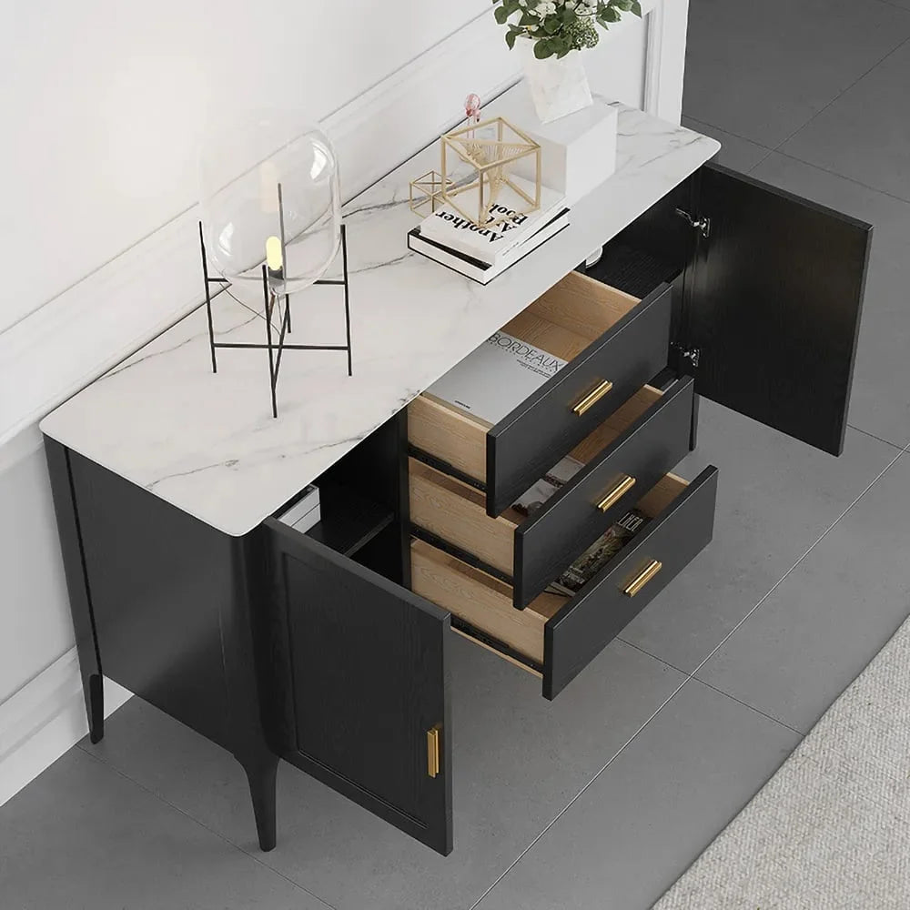 Black Sideboard Buffet with Sintered Stone Top U835