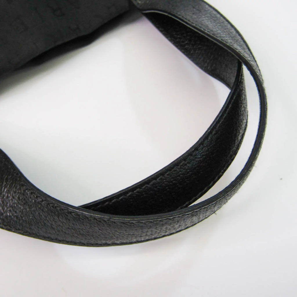 Pre-Owned Black Canvas Leather Handbag J18128