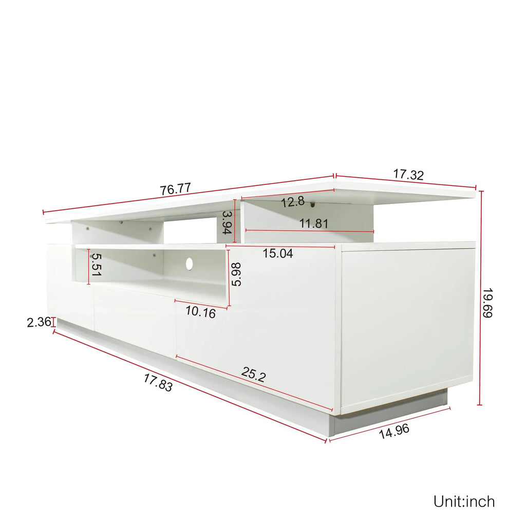 White 3-Tier TV Stand with Storage F233