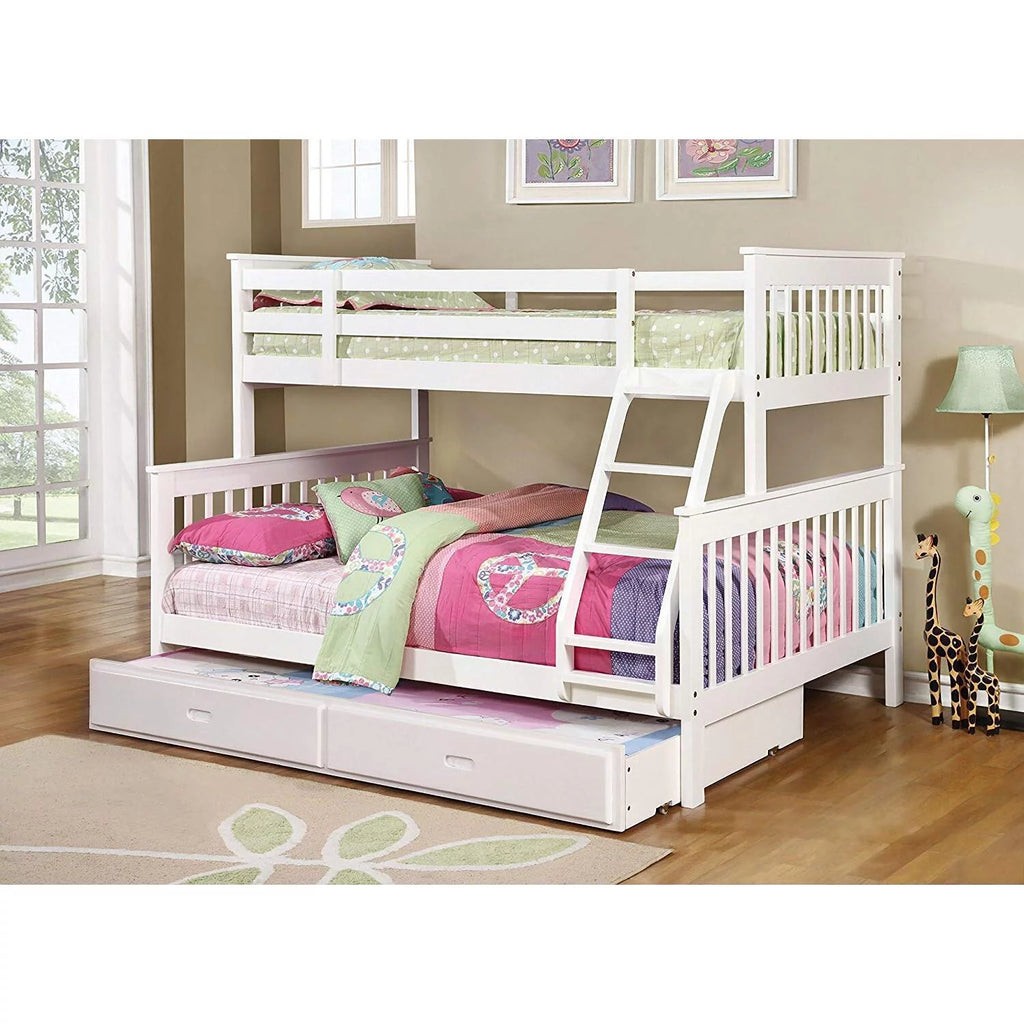 White Twin over Full Bunk Bed J100
