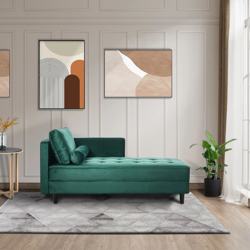 64" Green Velvet Chaise Q57607