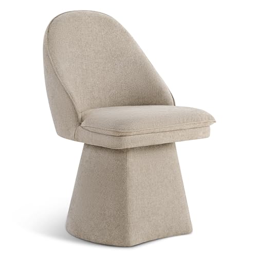 Khaki Linen Fabric Swivel Dining Chair Q858