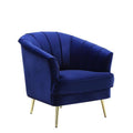 Blue Velvet Gold Striped Barrel Chair I945293