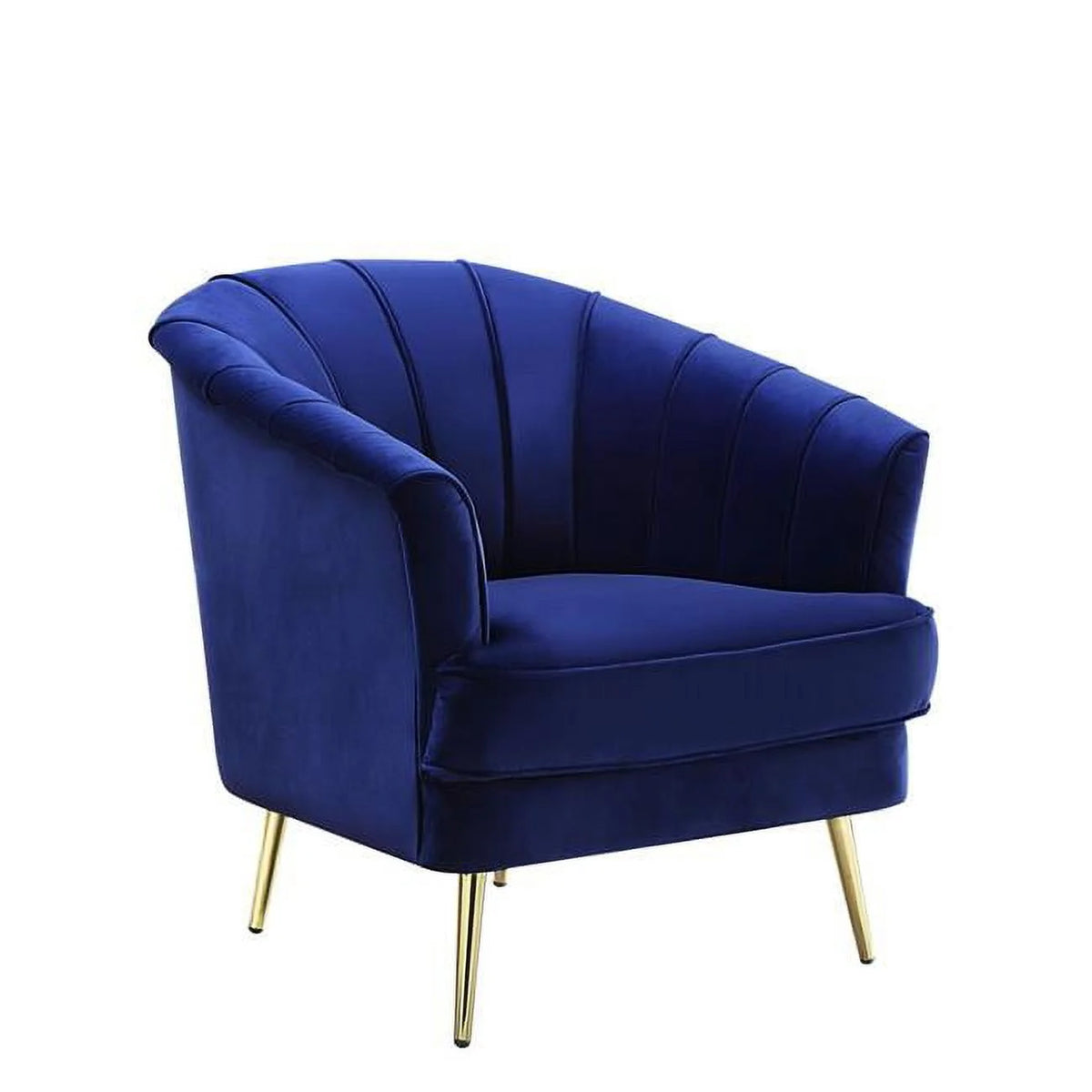 Blue Velvet Gold Striped Barrel Chair I945293