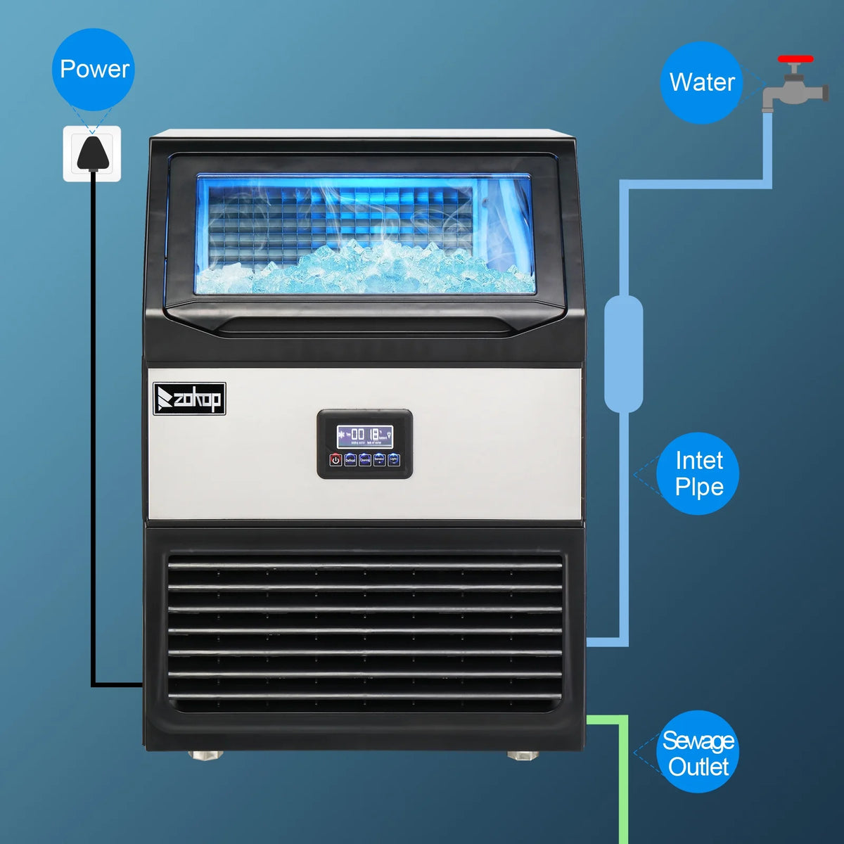 Commercial Stainless Steel Freestanding Ice Maker Cube Machine H241