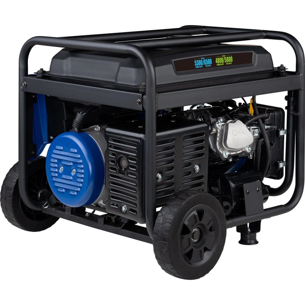 6500 Peak Watt Dual Fuel Portable Generator with CO Sensor and Wheel Kit D5232
