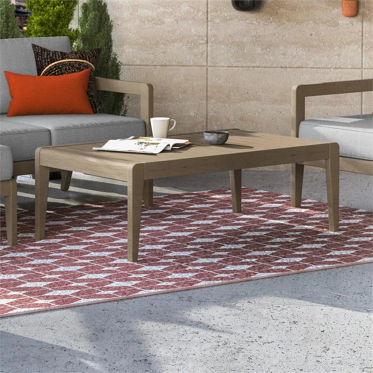 Traditional Wood Outdoor Coffee Table in Gray D62177