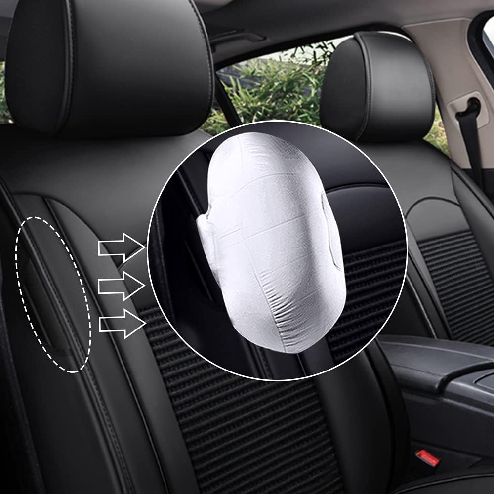 Custom Car Seat Covers Full Set 5 Seats Faux Leather Waterproof Black P263886