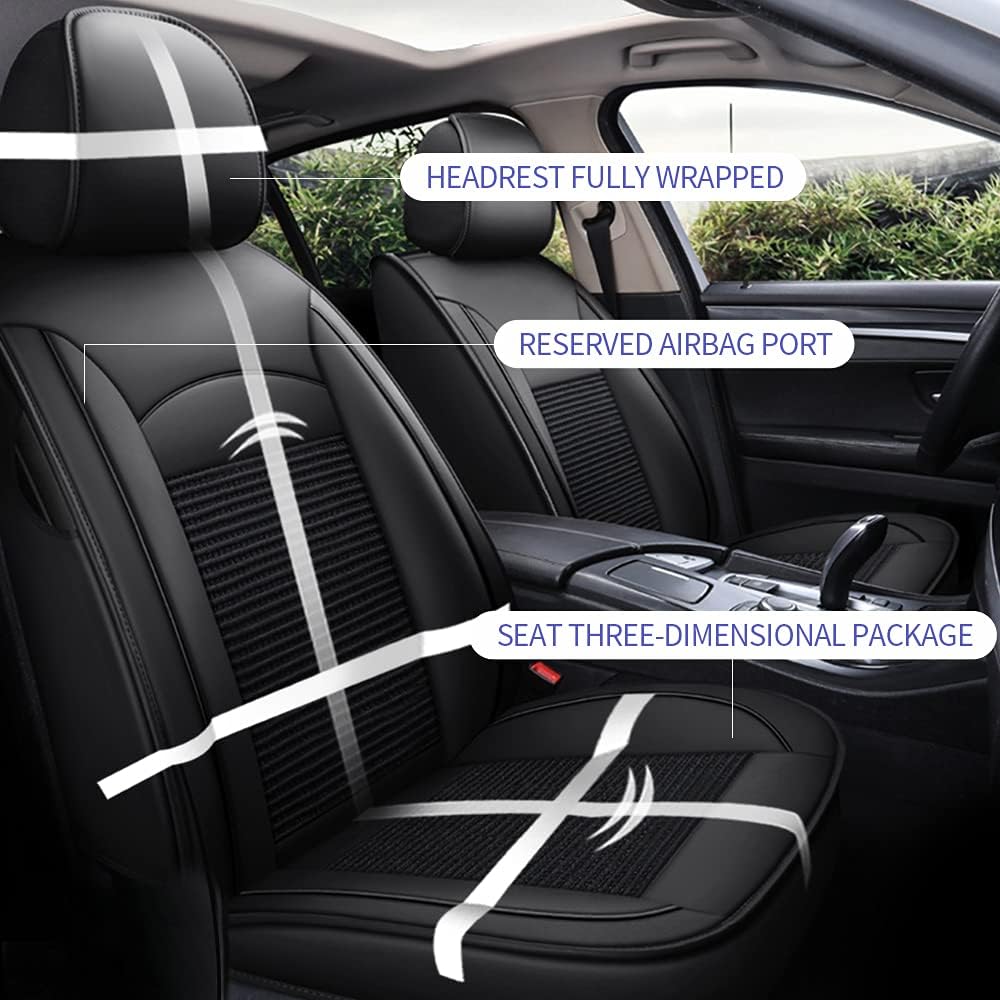Custom Car Seat Covers Full Set 5 Seats Faux Leather Waterproof Black P263886