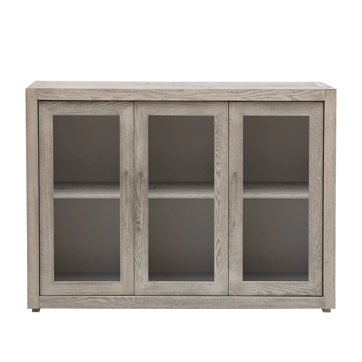 Wood Storage Cabinet with Three Tempered Glass Doors and Adjustable Shelf E56494