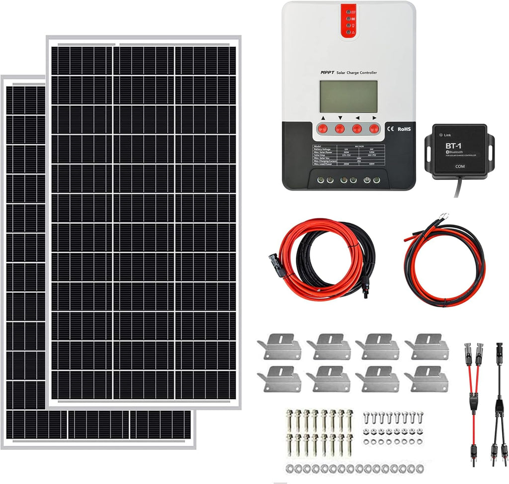 200W 12V Solar Power Kit with 20A MPPT Charge Controller W327798