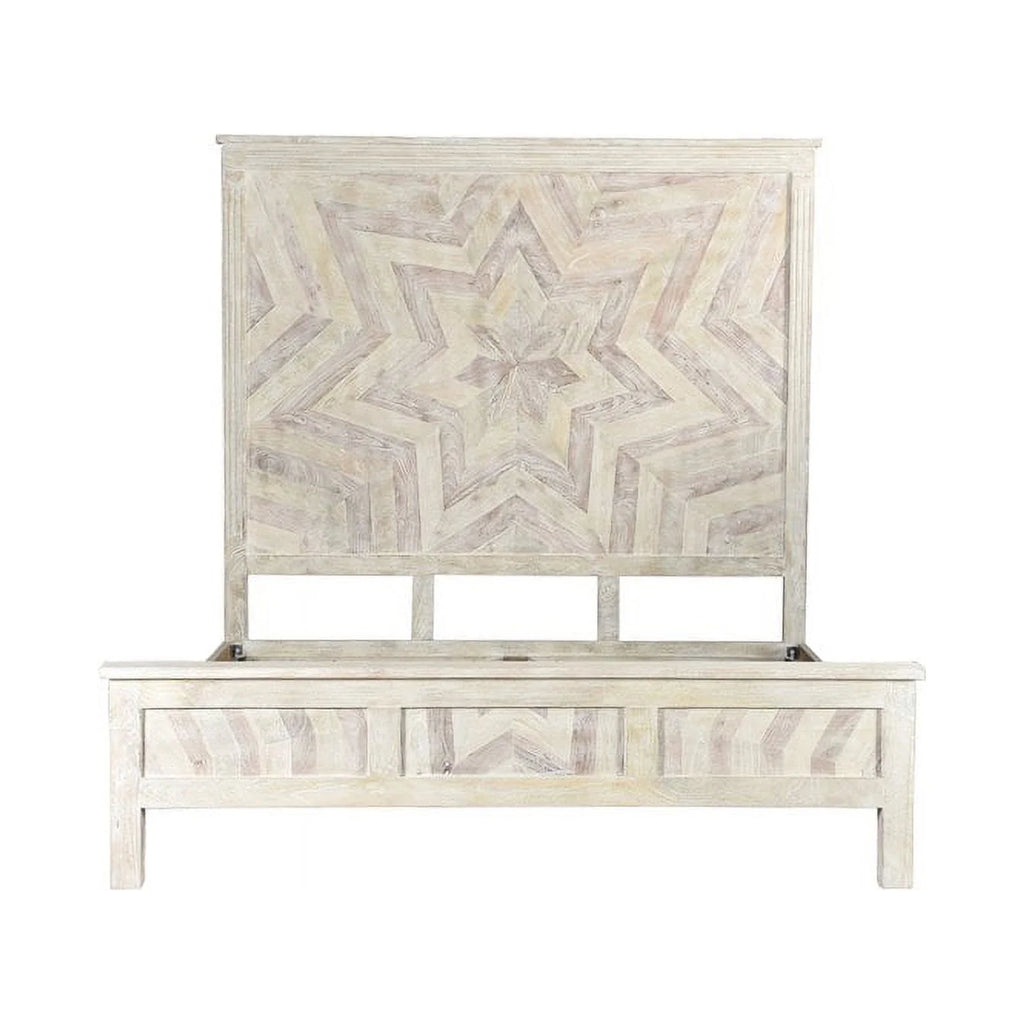 White Solid Wood King Panel Bed P5138