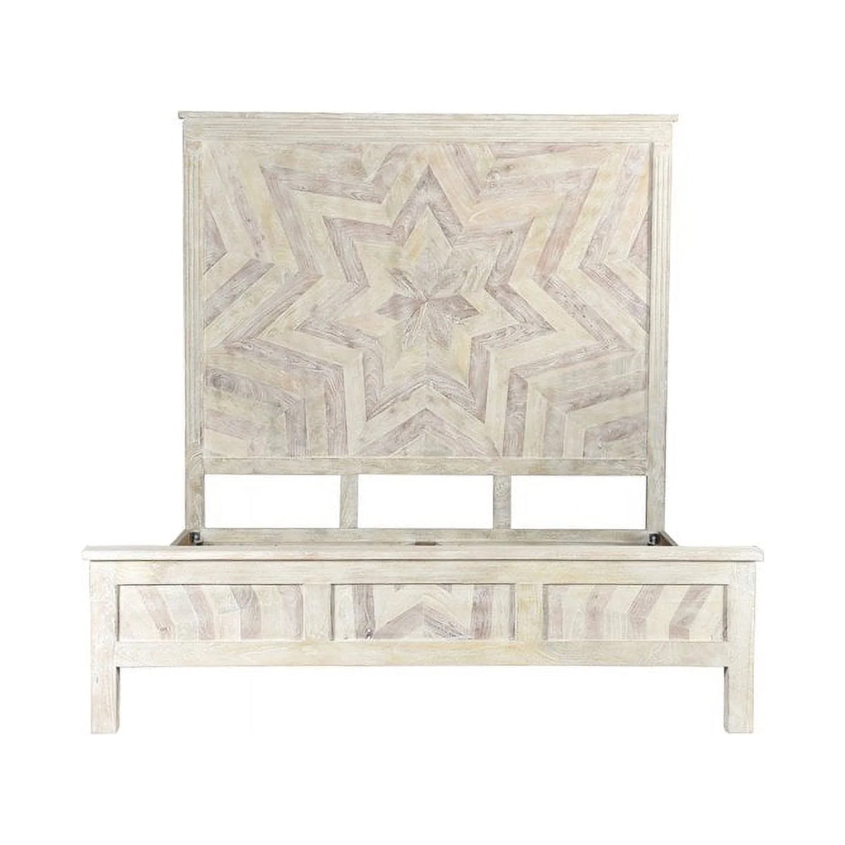 White Solid Wood King Panel Bed P5138