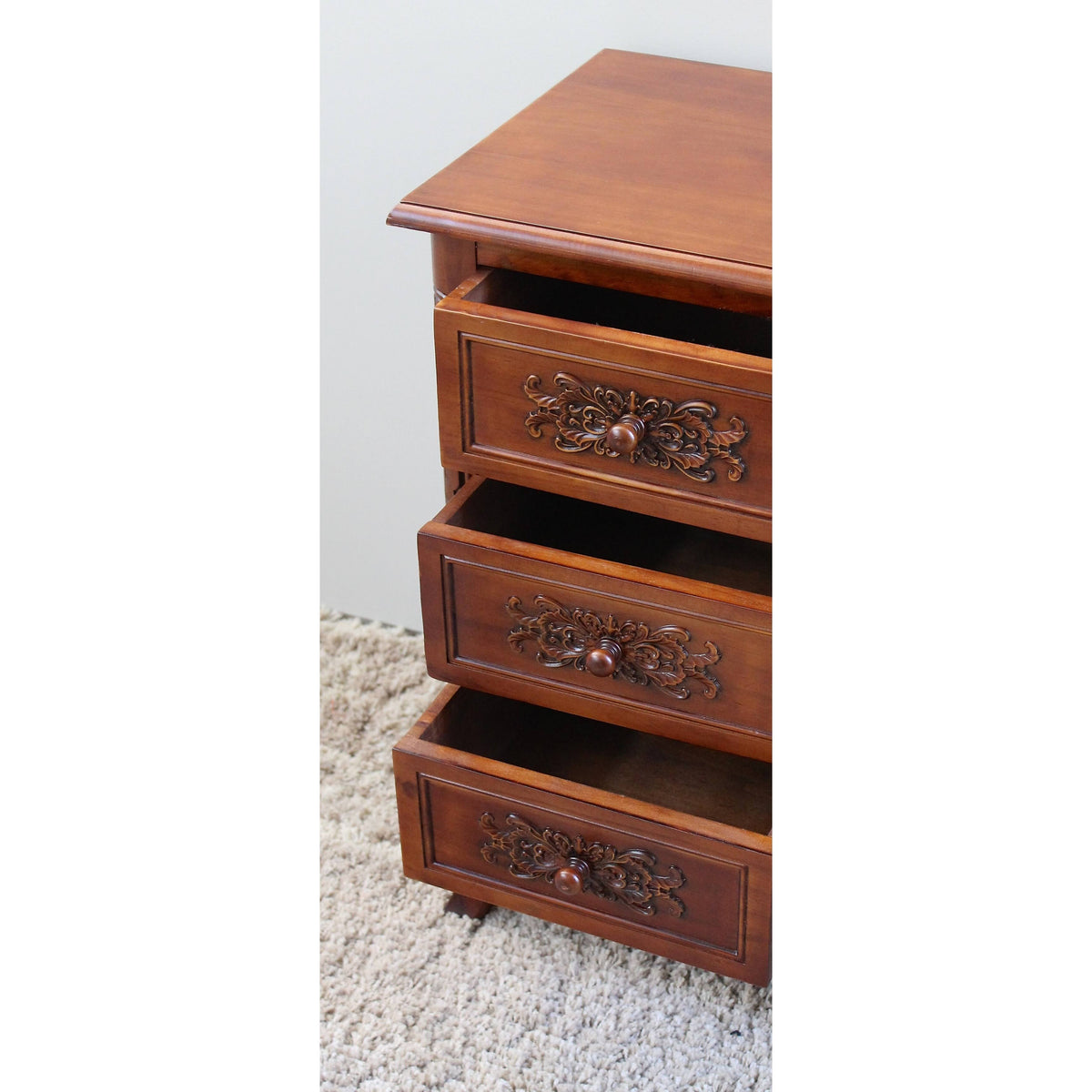Carved Wood End Table F179
