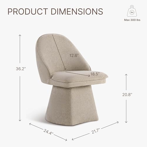 Khaki Linen Fabric Swivel Dining Chair Q858