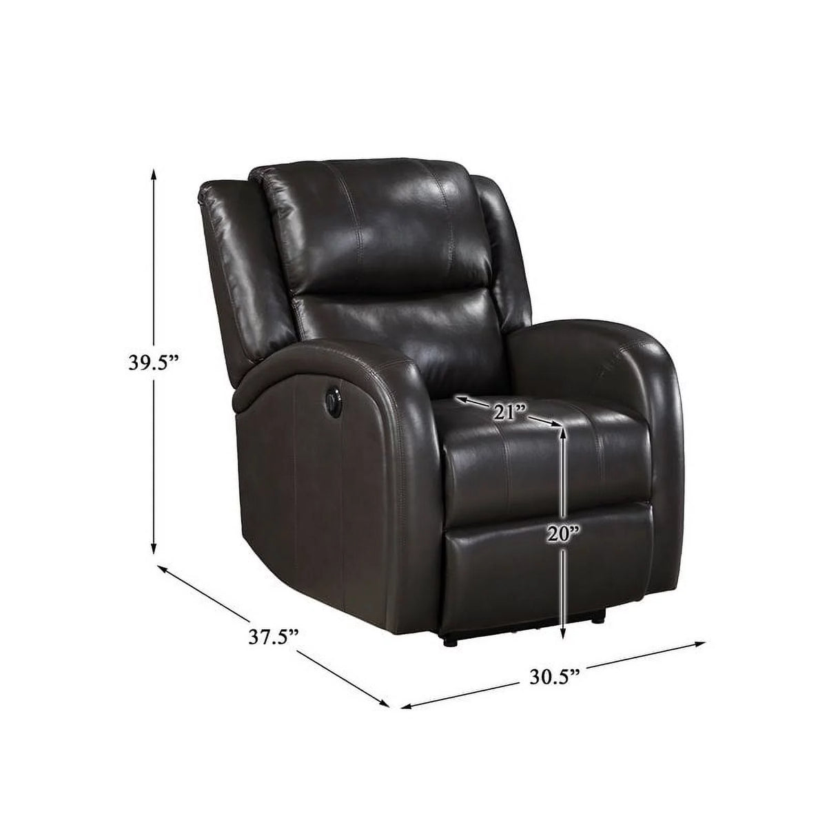Brown Faux Leather Power Reclining Chair R134