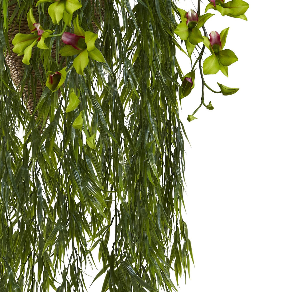 Bamboo & Dendrobium Hanging Basket Green D2775