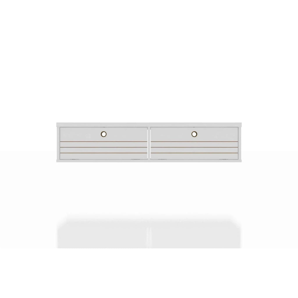 White 2 Shelf Floating Office Desk P972