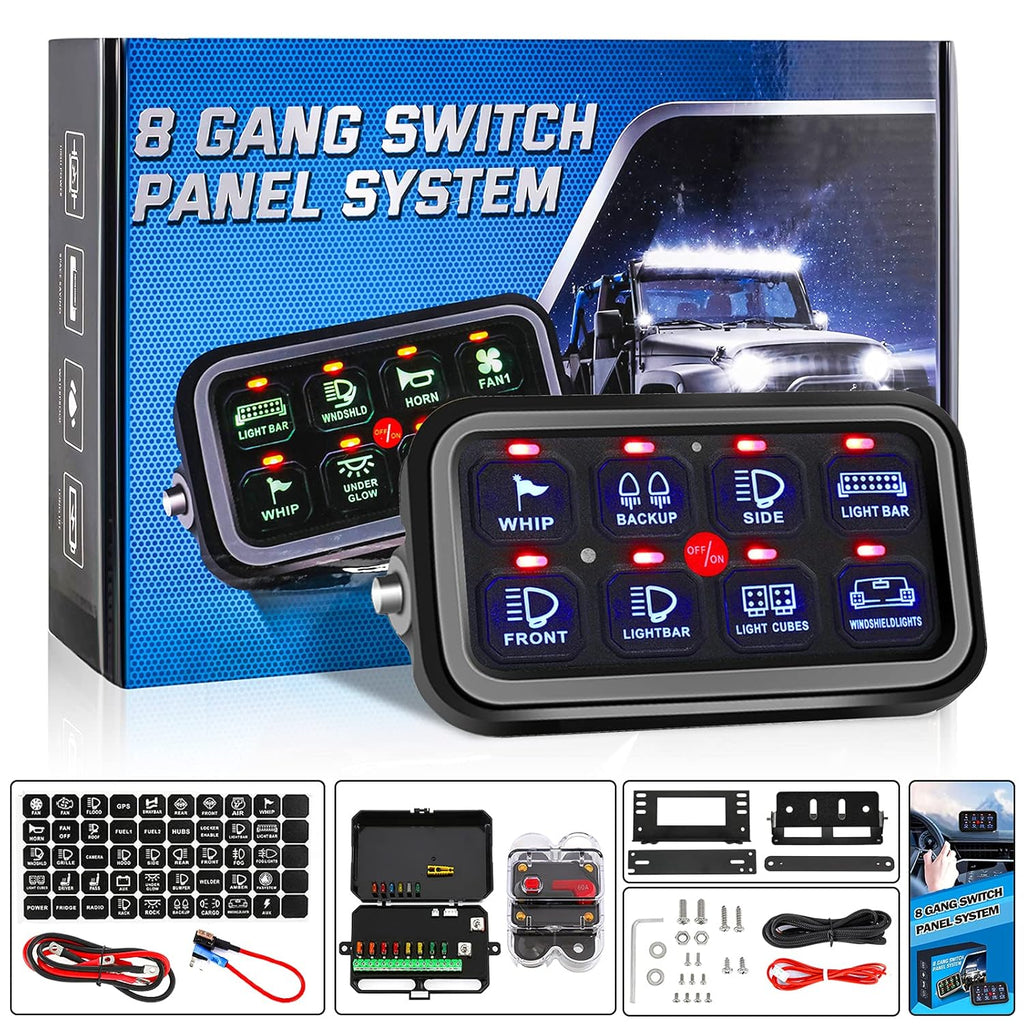 8 Gang Blue LED 12V Switch Panel C6788
