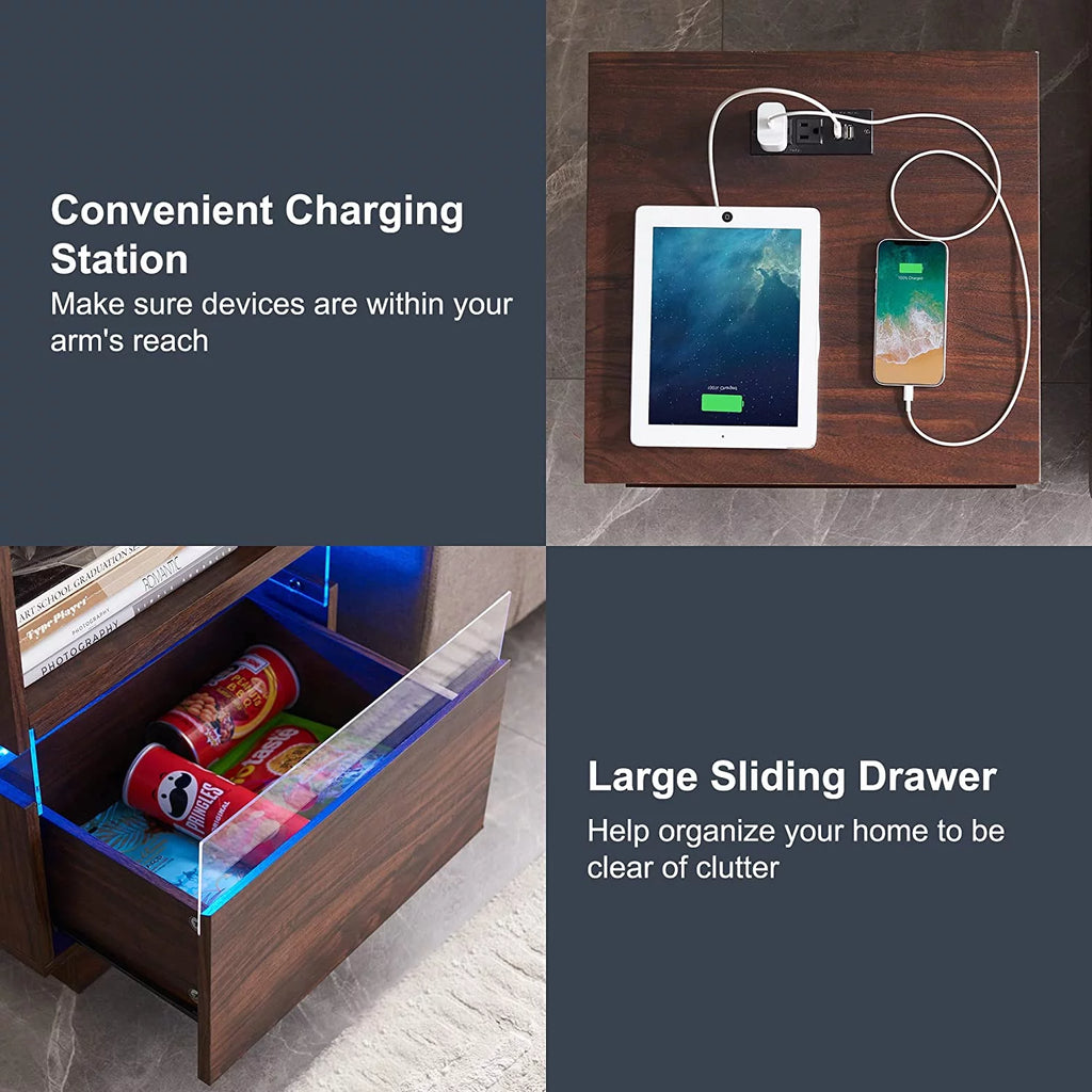 LED Coffee Table with Storage and Sliding Drawers A48077