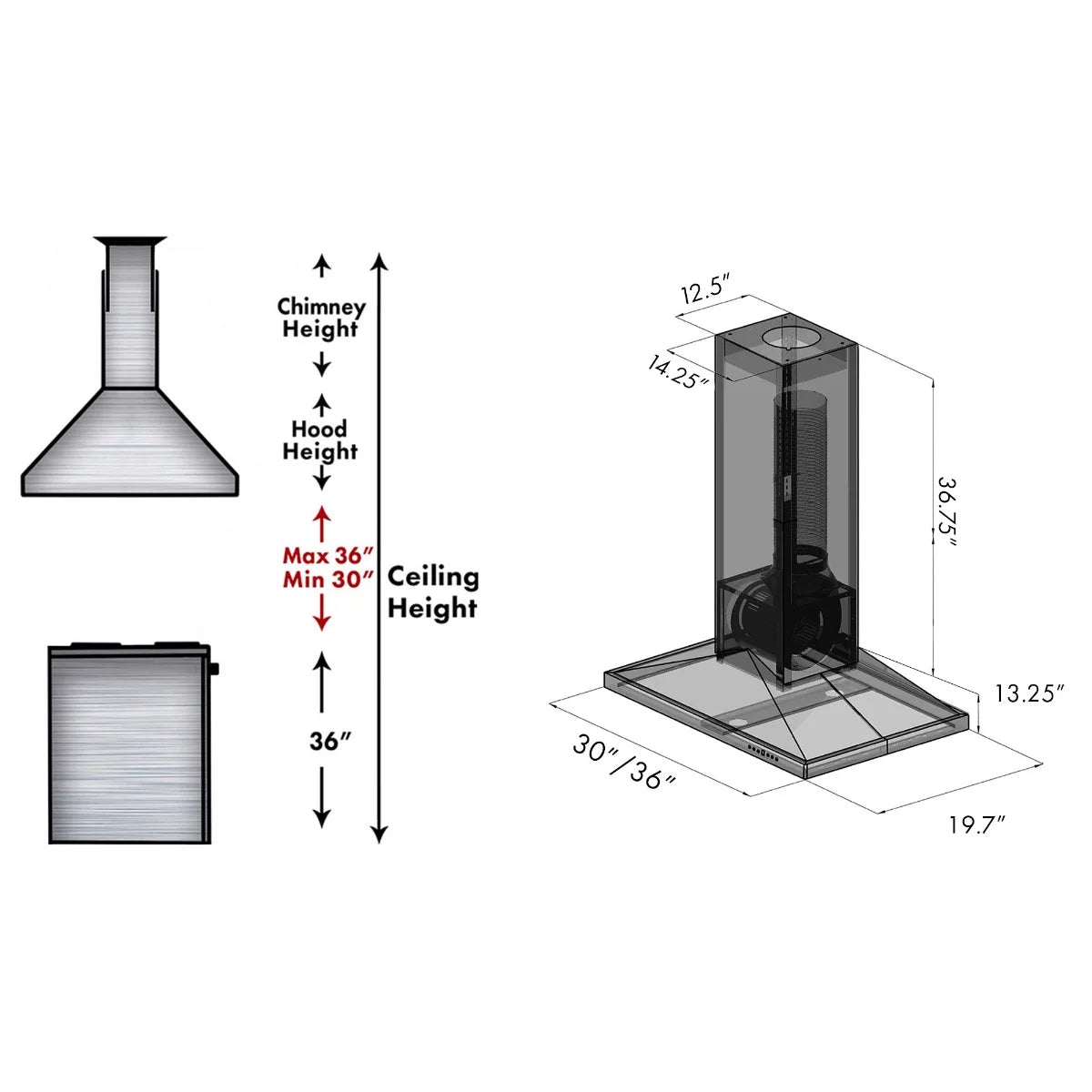 30 in. Wooden Island Mount Range Hood with 760 CFM Motor L367