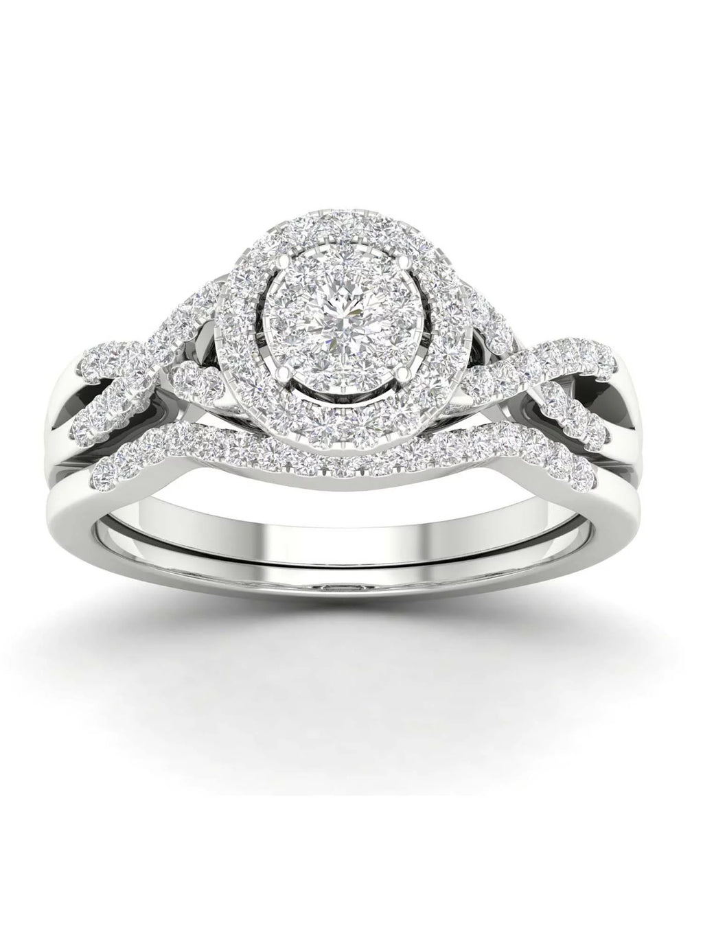 3/8Ct Diamond 10k White Gold Bridal Ring Set N92881