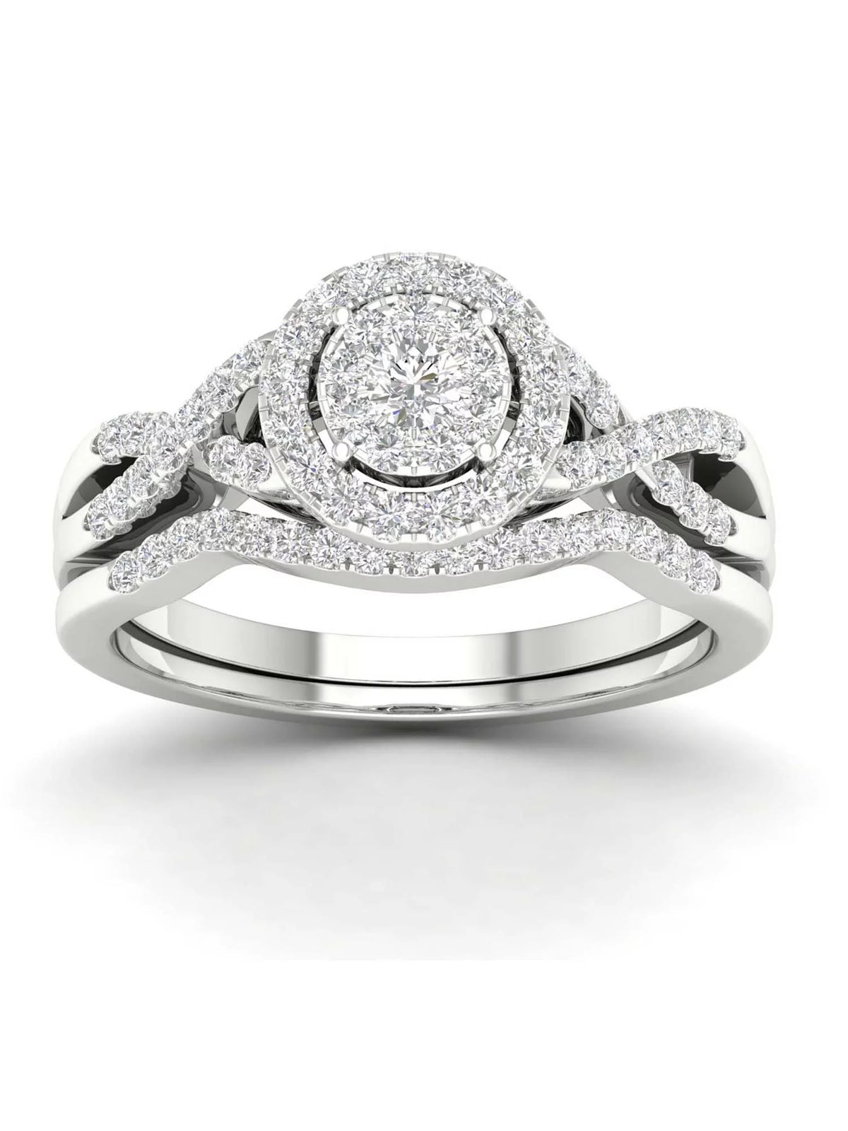 3/8Ct Diamond 10k White Gold Bridal Ring Set N92881