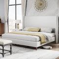 White Full Platform Bed Frame with High Headboard G784163