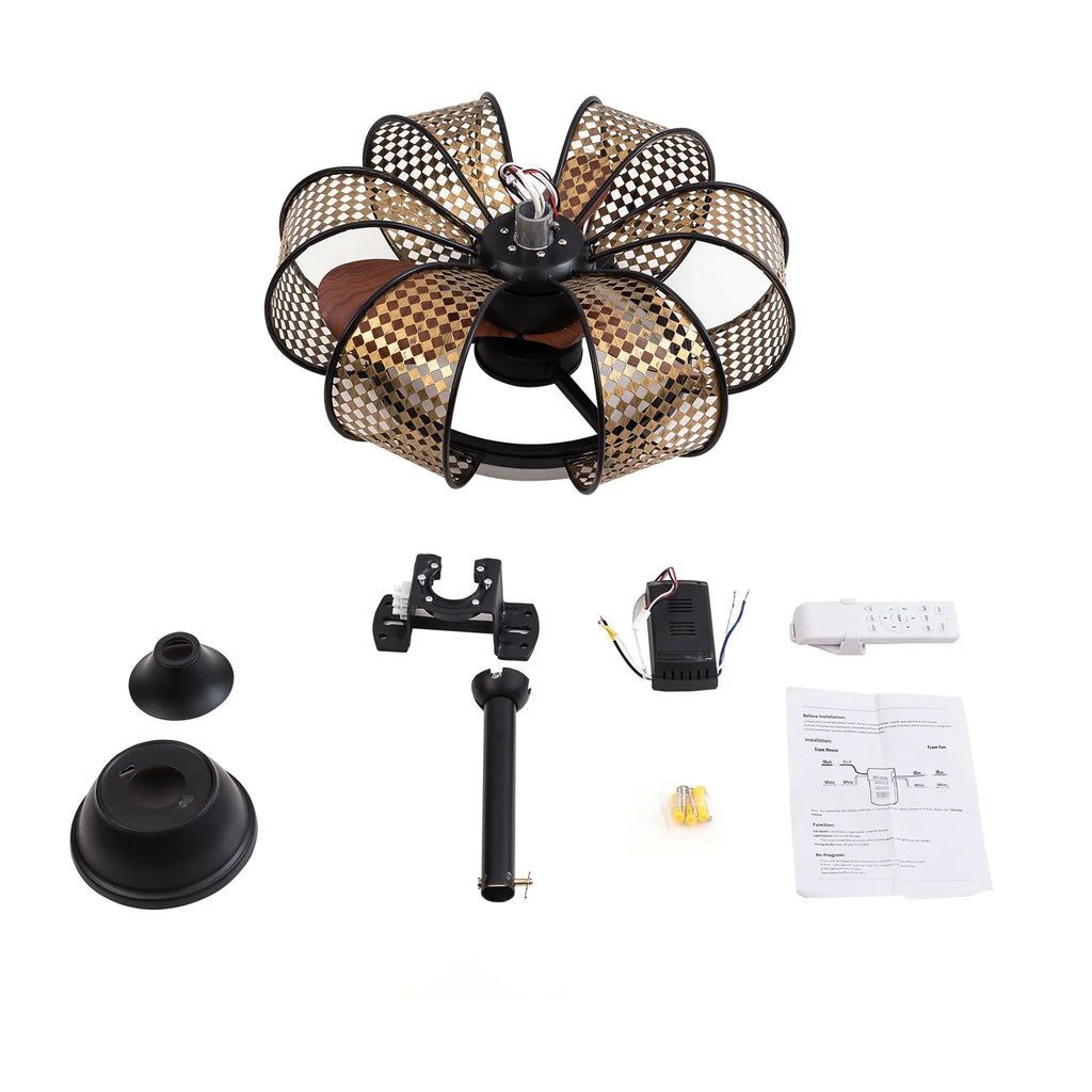 19'' Black Ceiling Fan with Light and Remote Control A497