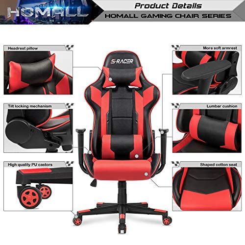 White Ergonomic Leather Gaming Chair with Headrest and Lumbar Support X229
