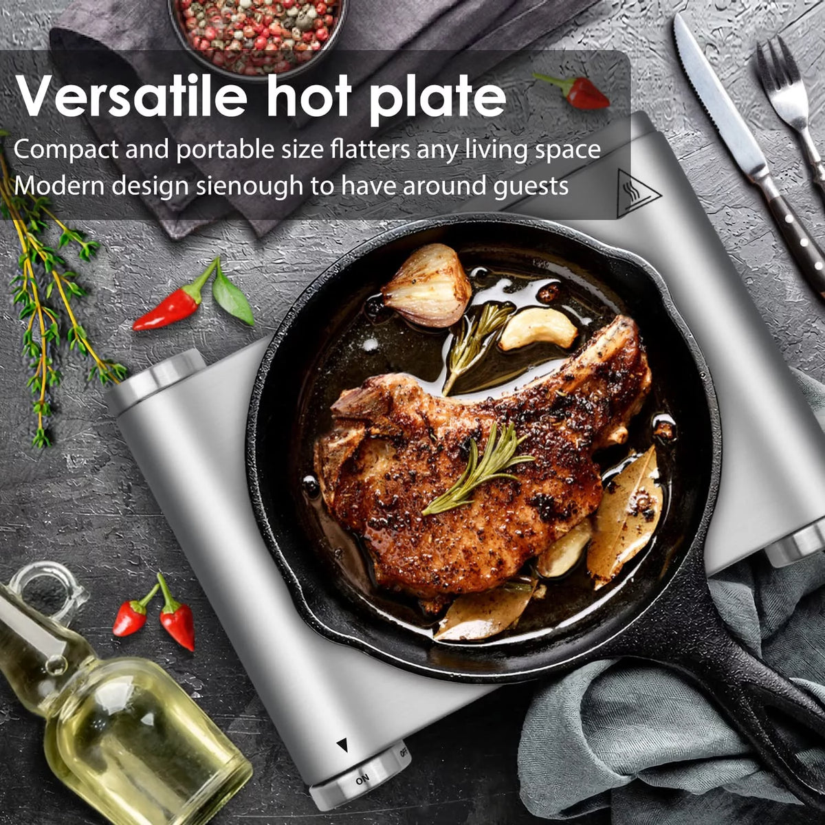 1200W Portable Infrared Electric Single Burner Stainless Steel T44470